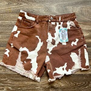 NWT Blue B Cow Print Denim Shorts